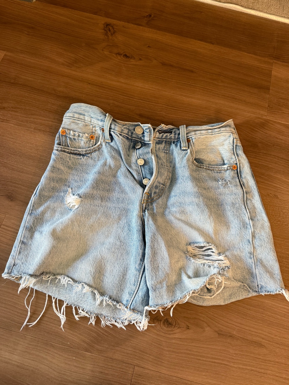 Levi’s Light Wash Distressed Denim Shorts - Women
